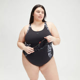 Speedo - Women's Swimsuit Shaping Plus Size Printed OrchidLustre Black/Grey