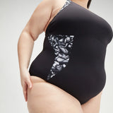 Speedo - Women's Swimsuit Shaping Plus Size Printed OrchidLustre Black/Grey