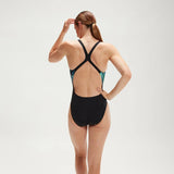 Speedo - Women's Swimsuit Club Training Placement Powerback Black/Green