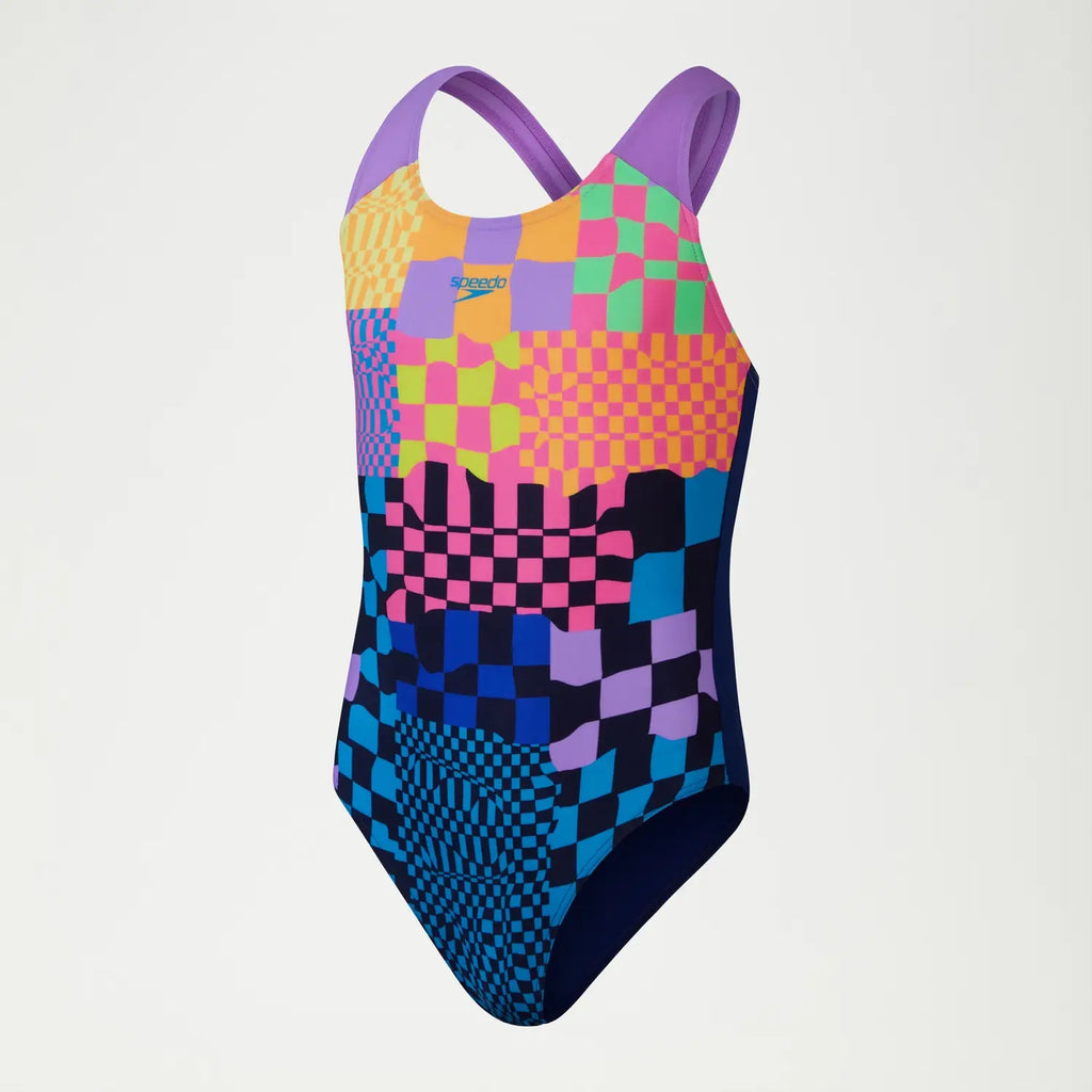 Speedo - Girls Swimsuit Digital Placement Splashback Navy/Pink