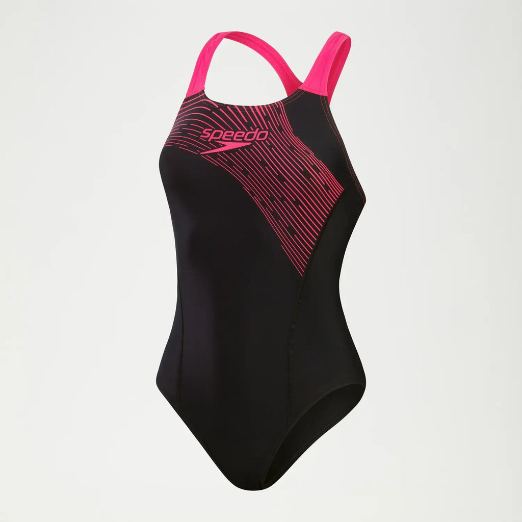 Speedo - Women's Swimsuit Medley Logo Black/Pink