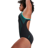 Speedo - Womens Swimsuit Placement Laneback Black Green