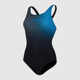 Speedo - Womens Swimsuit  Printed Medalist  Black/Blue