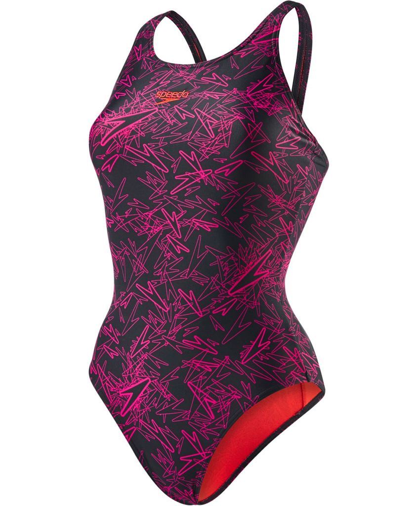 Speedo - Womens Swimsuit  Boom All Over Muscleback Black/Pink