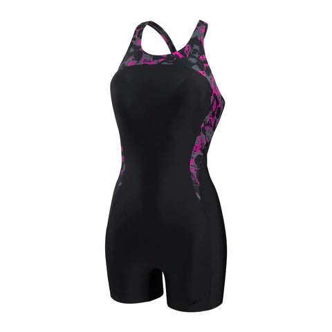 Speedo - Womens Swimsuit Shapping Panel Legsuit Black/pink