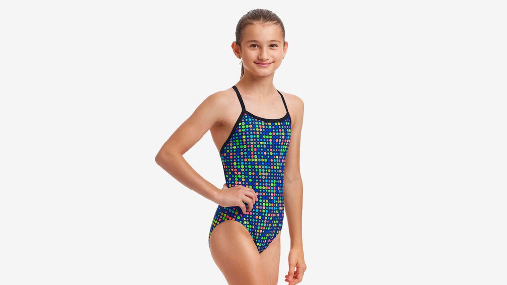 FUNKITA - Girls Twisted One Piece Swimsuit Dial A Dot