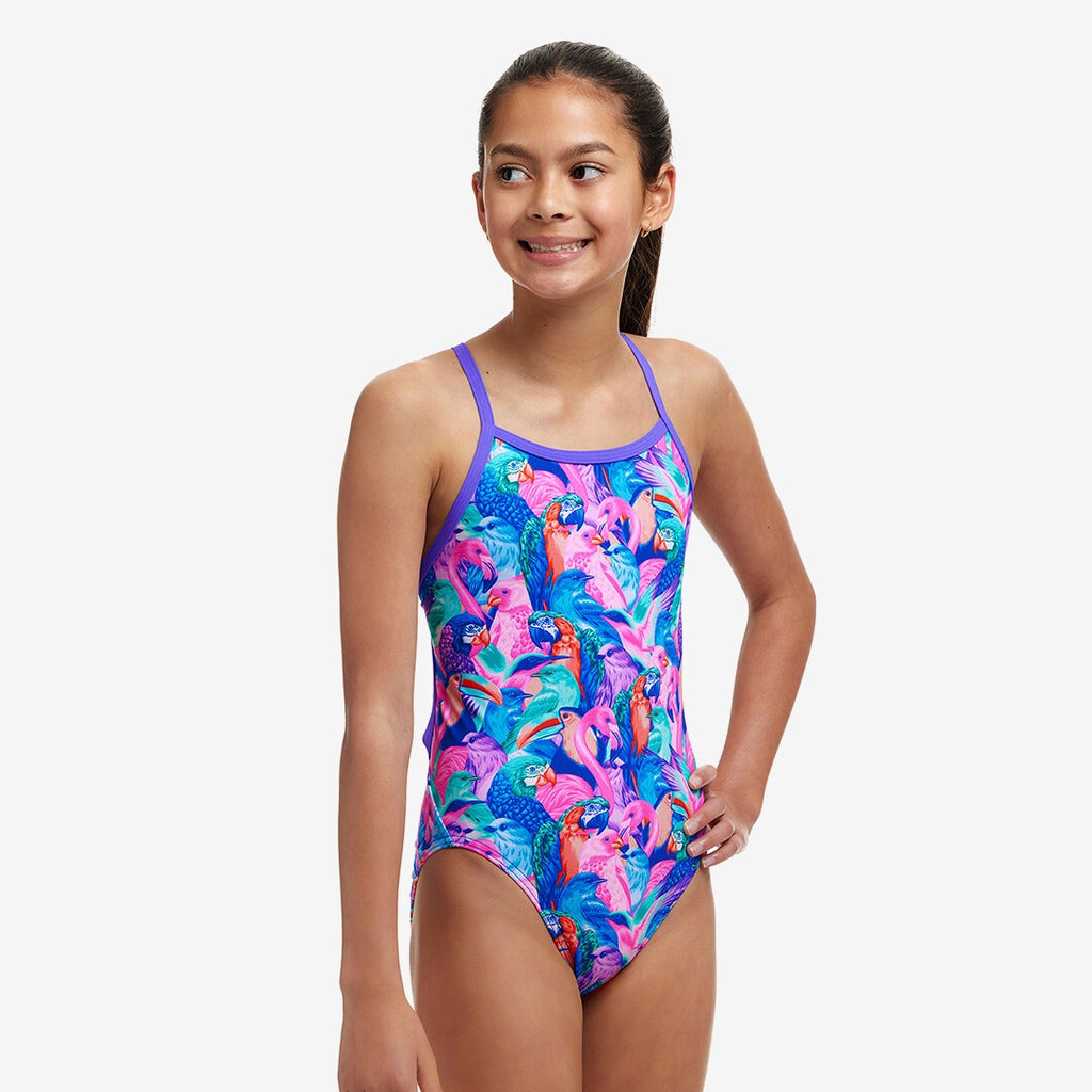 FUNKITA - Girls Swimsuit Single Strap One Piece Birds Gone Wild