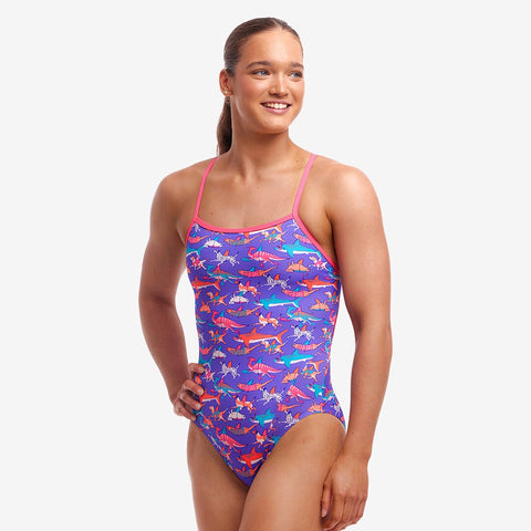 FUNKITA - Ladies Single Strap One Piece Doggie Paddle sharks swim shop