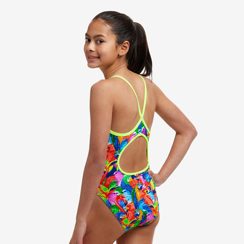 FUNKITA - Girls Swimsuit Diamond Back One Piece Bright Birds sharks swim shop