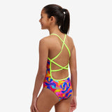 FUNKITA - Girls Swimsuit Strapped in One Piece Summer Swirl