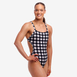 FUNKITA - Ladies Swimsuit Brace Free One Piece Check Deck