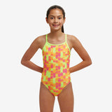 FUNKITA - Girls Swimsuit Diamond Back One Piece Little Dotty