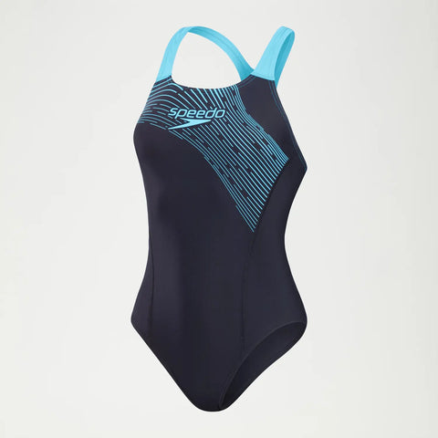 Speedo - Women's Logo Medley Swimsuit Navy/Blue