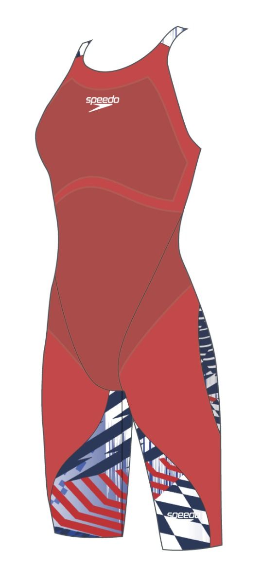 Speedo Girls Junior Fastskin LZR Ignite Kneeskin Red White Blue Sharks Swim Shop