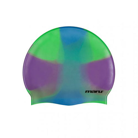 Maru - Purple Green Blue Silicone Swim Cap
