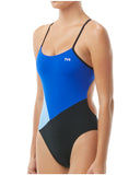 TYR - Womens Swimsuit Curafast CUTOUTFIT Solid Splice- Royal/Blue/Black