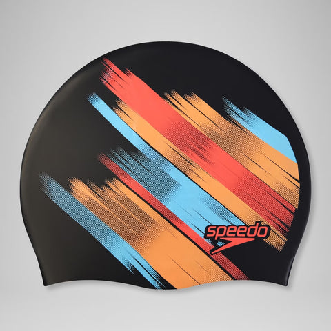 Speedo - Swim Cap - reversible black multi coloured