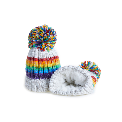 Swimzi - Sherpa Fleece Rainbow Bobble Hat