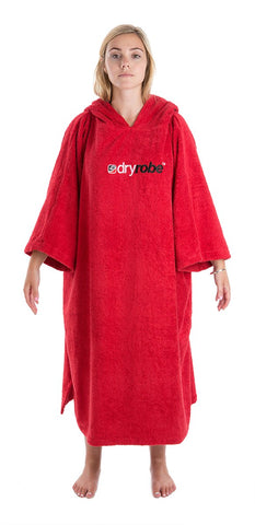 DRYROBE - Towel Poncho Hooded Changing Robe Red