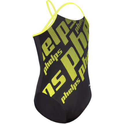 Phelps - Girls Zoe Black and Yellow Swimsuit