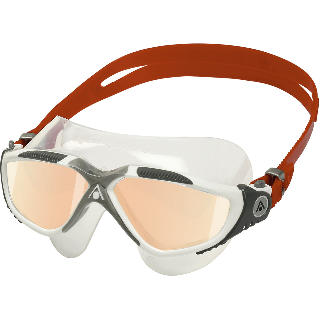 Aquasphere - Goggles Vista Swim Mask White, Grey, Red with Iridescent Mirrored Lens
