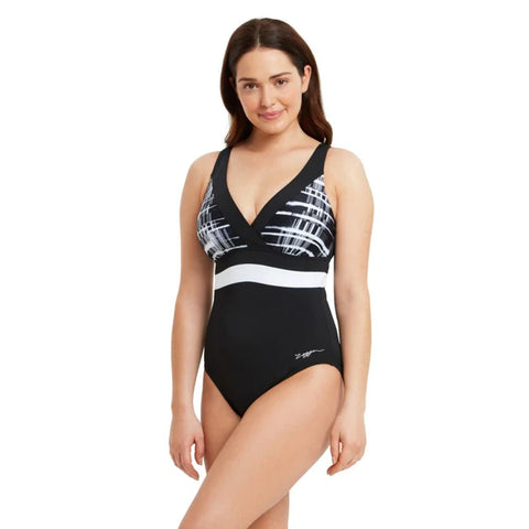 Simply Be magic sculpt plunge swimsuit in black